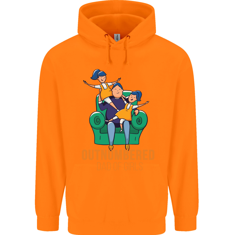 Outnumbered Dad Girls Fathers Day Daughters Mens 80% Cotton Hoodie Orange