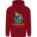Outnumbered Dad Girls Fathers Day Daughters Mens 80% Cotton Hoodie Red