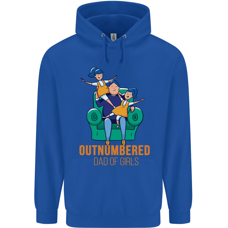 Outnumbered Dad Girls Fathers Day Daughters Mens 80% Cotton Hoodie Royal Blue
