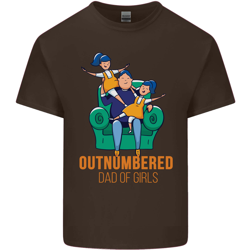 Outnumbered Dad Girls Fathers Day Daughters Mens Cotton T-Shirt Tee Top Dark Chocolate