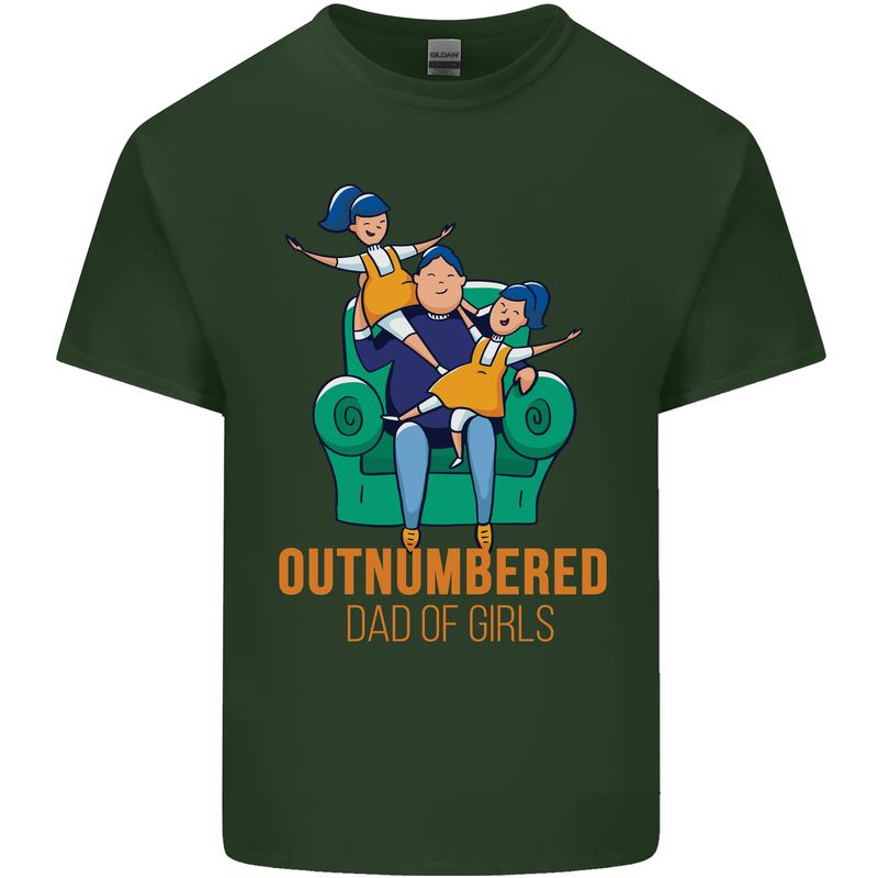 Outnumbered Dad Girls Fathers Day Daughters Mens Cotton T-Shirt Tee Top Forest Green