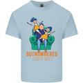 Outnumbered Dad Girls Fathers Day Daughters Mens Cotton T-Shirt Tee Top Light Blue