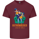 Outnumbered Dad Girls Fathers Day Daughters Mens Cotton T-Shirt Tee Top Maroon