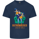 Outnumbered Dad Girls Fathers Day Daughters Mens Cotton T-Shirt Tee Top Navy Blue