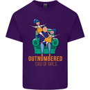 Outnumbered Dad Girls Fathers Day Daughters Mens Cotton T-Shirt Tee Top Purple