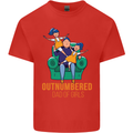Outnumbered Dad Girls Fathers Day Daughters Mens Cotton T-Shirt Tee Top Red