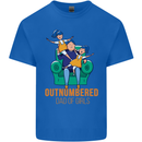 Outnumbered Dad Girls Fathers Day Daughters Mens Cotton T-Shirt Tee Top Royal Blue