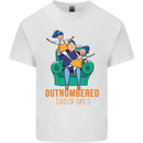 Outnumbered Dad Girls Fathers Day Daughters Mens Cotton T-Shirt Tee Top White