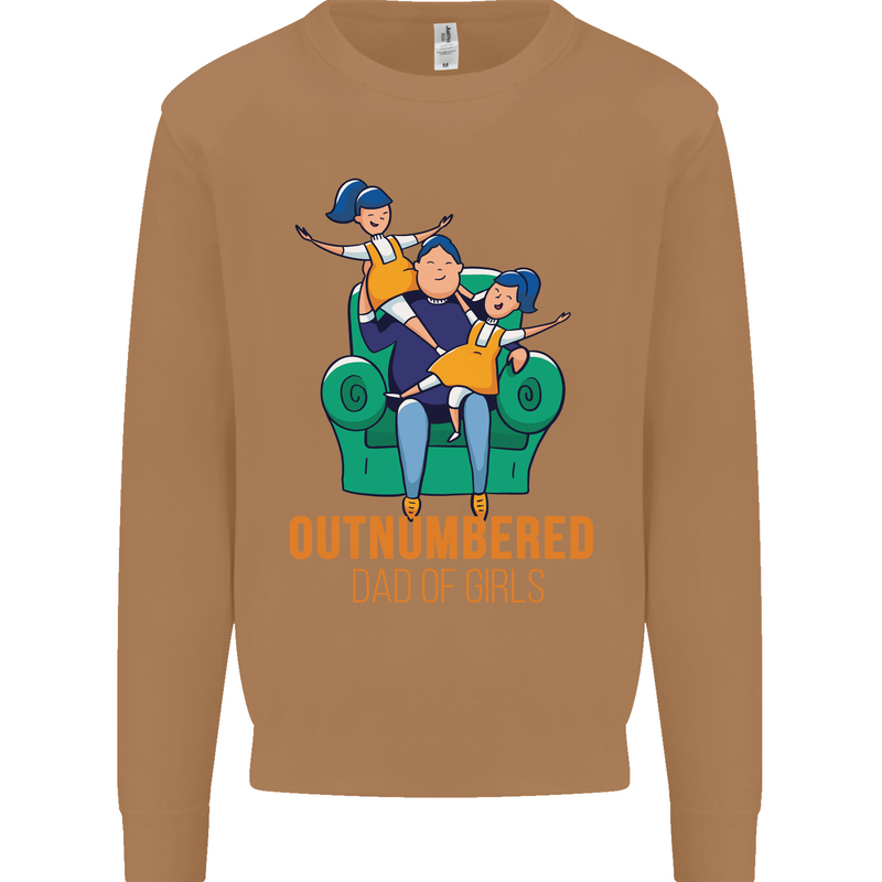 Outnumbered Dad Girls Fathers Day Daughters Mens Sweatshirt Jumper Caramel Latte