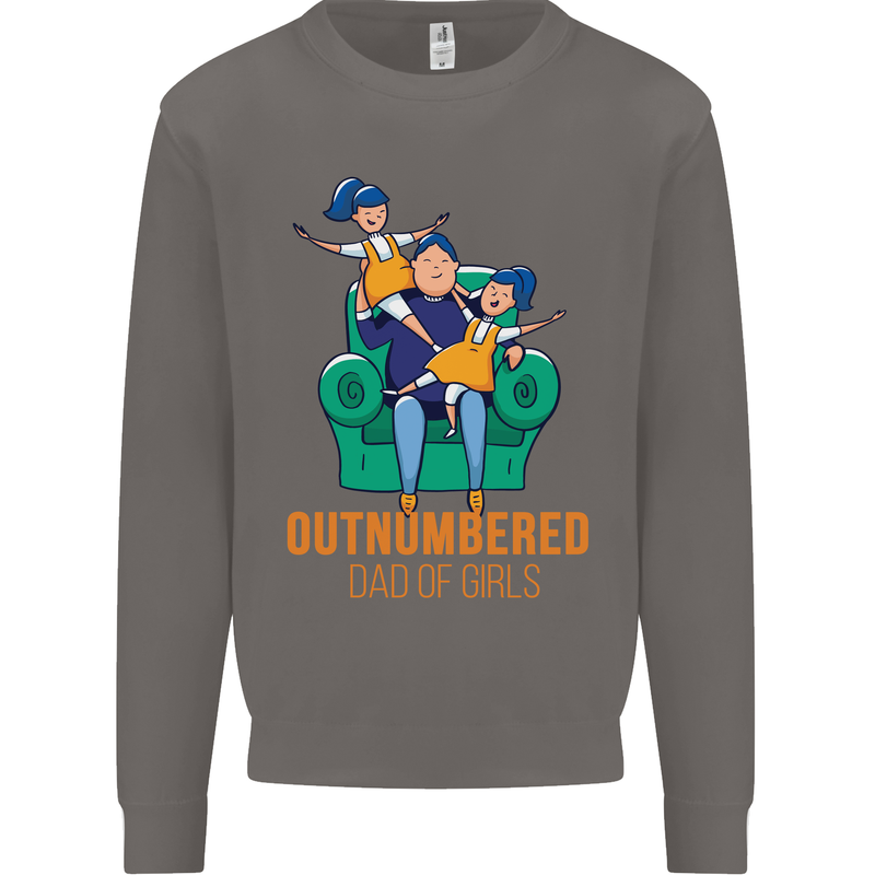 Outnumbered Dad Girls Fathers Day Daughters Mens Sweatshirt Jumper Charcoal