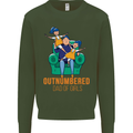 Outnumbered Dad Girls Fathers Day Daughters Mens Sweatshirt Jumper Forest Green