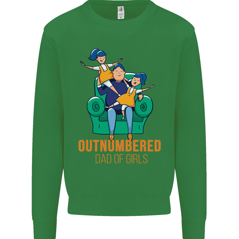 Outnumbered Dad Girls Fathers Day Daughters Mens Sweatshirt Jumper Irish Green