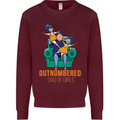 Outnumbered Dad Girls Fathers Day Daughters Mens Sweatshirt Jumper Maroon