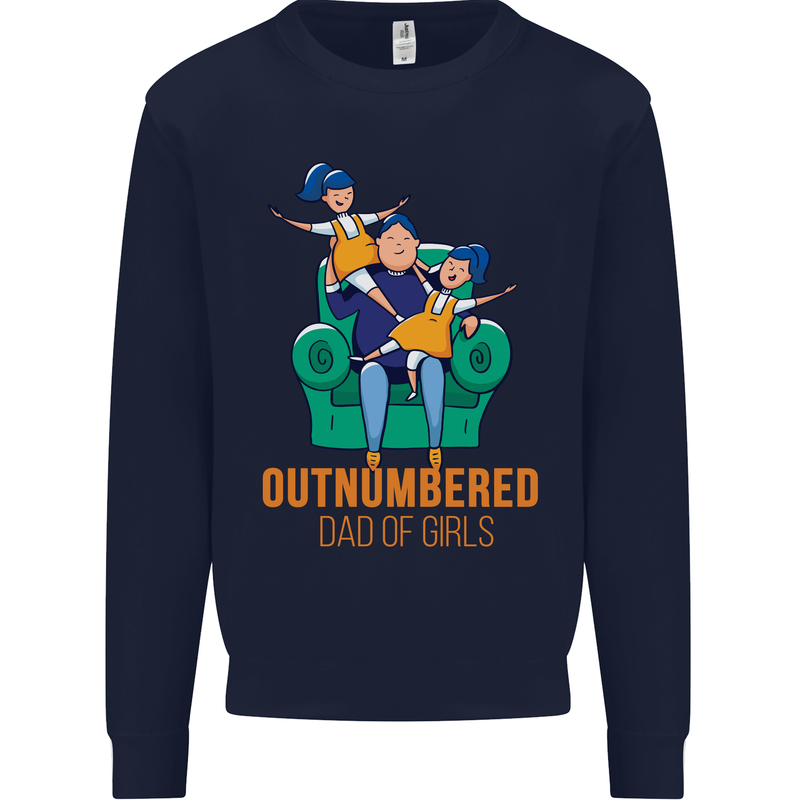 Outnumbered Dad Girls Fathers Day Daughters Mens Sweatshirt Jumper Navy Blue