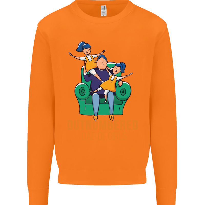 Outnumbered Dad Girls Fathers Day Daughters Mens Sweatshirt Jumper Orange