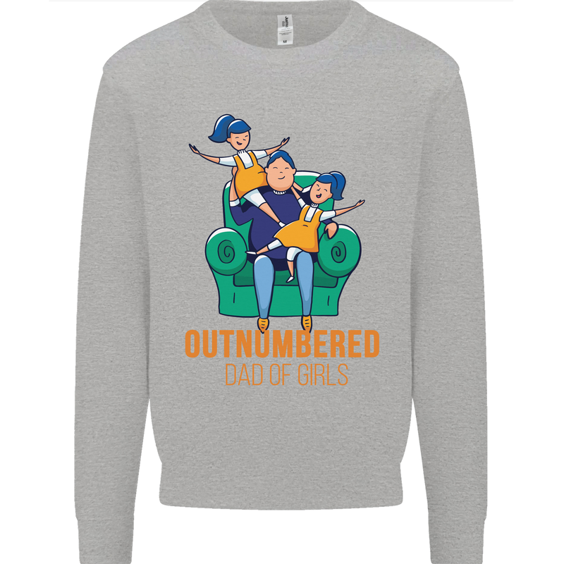 Outnumbered Dad Girls Fathers Day Daughters Mens Sweatshirt Jumper Sports Grey