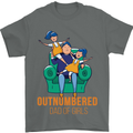 Outnumbered Dad Girls Fathers Day Daughters Mens T-Shirt Cotton Gildan Charcoal