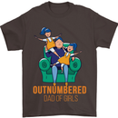 Outnumbered Dad Girls Fathers Day Daughters Mens T-Shirt Cotton Gildan Dark Chocolate
