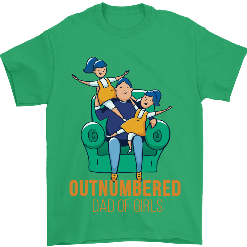 Outnumbered Dad Girls Fathers Day Daughters Mens T-Shirt Cotton Gildan Irish Green