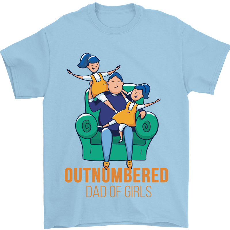 Outnumbered Dad Girls Fathers Day Daughters Mens T-Shirt Cotton Gildan Light Blue