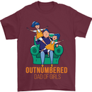 Outnumbered Dad Girls Fathers Day Daughters Mens T-Shirt Cotton Gildan Maroon