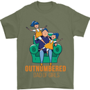 Outnumbered Dad Girls Fathers Day Daughters Mens T-Shirt Cotton Gildan Military Green