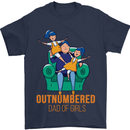 Outnumbered Dad Girls Fathers Day Daughters Mens T-Shirt Cotton Gildan Navy Blue