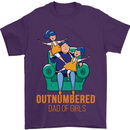 Outnumbered Dad Girls Fathers Day Daughters Mens T-Shirt Cotton Gildan Purple