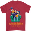 Outnumbered Dad Girls Fathers Day Daughters Mens T-Shirt Cotton Gildan Red