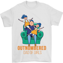 Outnumbered Dad Girls Fathers Day Daughters Mens T-Shirt Cotton Gildan White