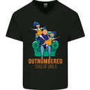 Outnumbered Dad Girls Fathers Day Daughters Mens V-Neck Cotton T-Shirt Black