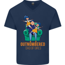 Outnumbered Dad Girls Fathers Day Daughters Mens V-Neck Cotton T-Shirt Navy Blue
