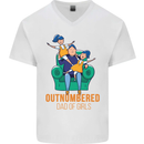 Outnumbered Dad Girls Fathers Day Daughters Mens V-Neck Cotton T-Shirt White