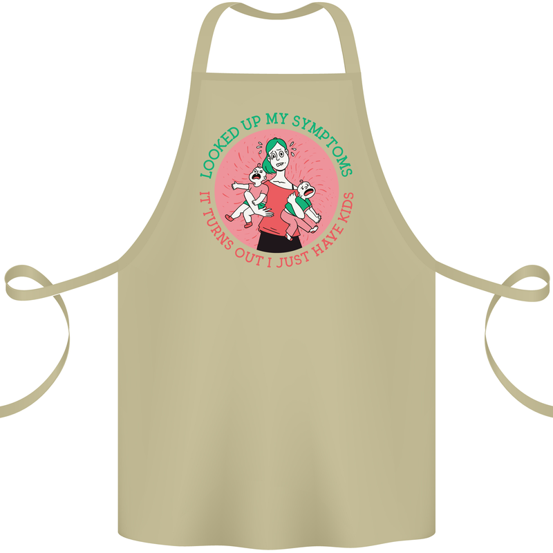 Overwhelmed Mum Kids Funny Mother's Day Cotton Apron 100% Organic Khaki