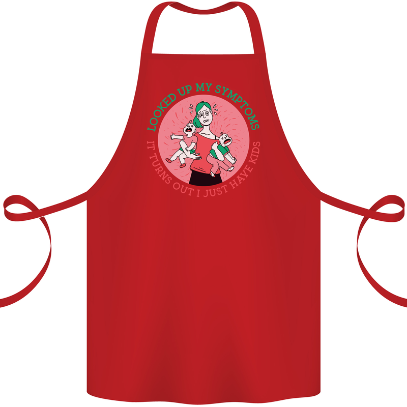 Overwhelmed Mum Kids Funny Mother's Day Cotton Apron 100% Organic Red