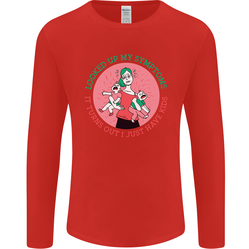 Overwhelmed Mum Kids Funny Mother's Day Mens Long Sleeve T-Shirt Red