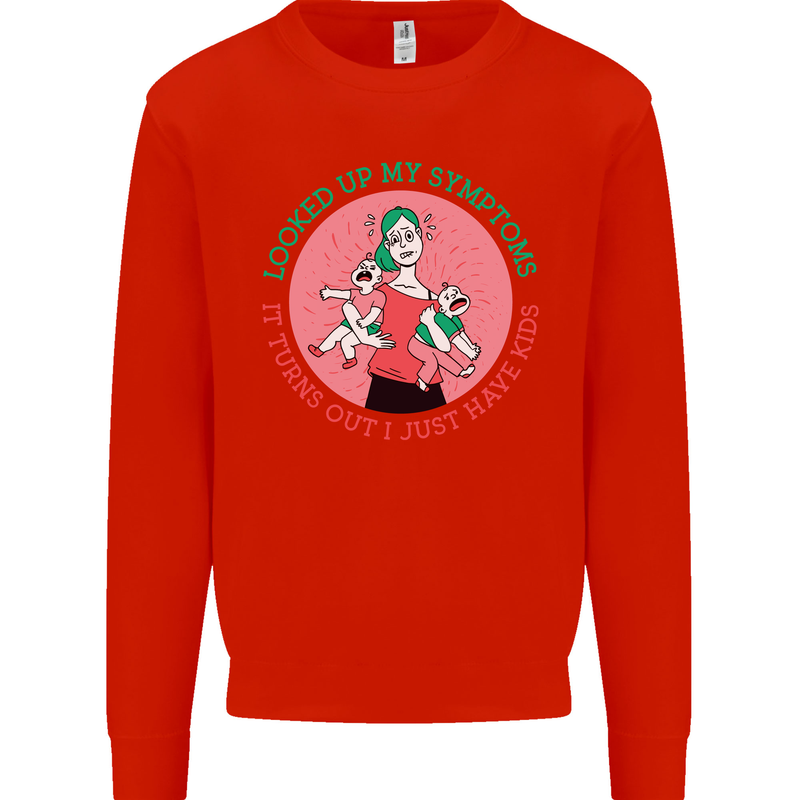 Overwhelmed Mum Kids Funny Mother's Day Mens Sweatshirt Jumper Bright Red