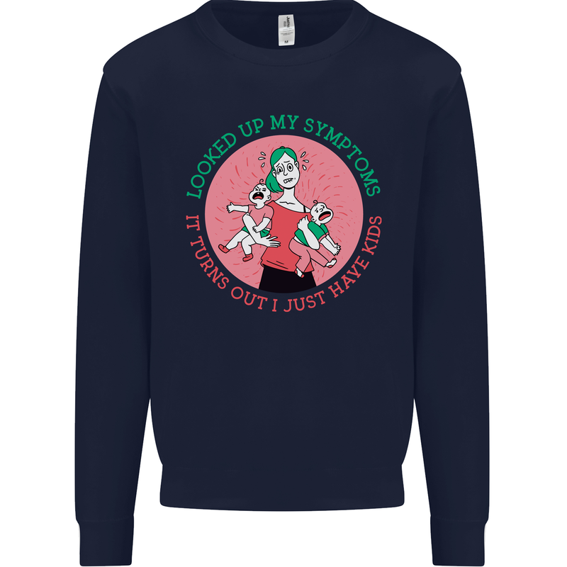 Overwhelmed Mum Kids Funny Mother's Day Mens Sweatshirt Jumper Navy Blue