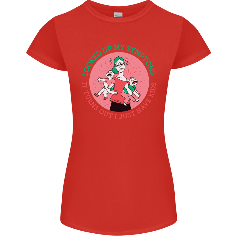 Overwhelmed Mum Kids Funny Mother's Day Womens Petite Cut T-Shirt Red