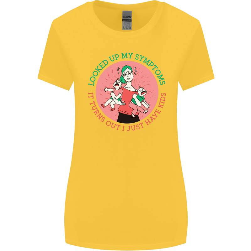 Overwhelmed Mum Kids Funny Mother's Day Womens Wider Cut T-Shirt Yellow