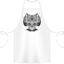 Owl Skull Ornathology Cotton Apron 100% Organic White