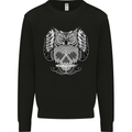 Owl Skull Ornathology Kids Sweatshirt Jumper Black
