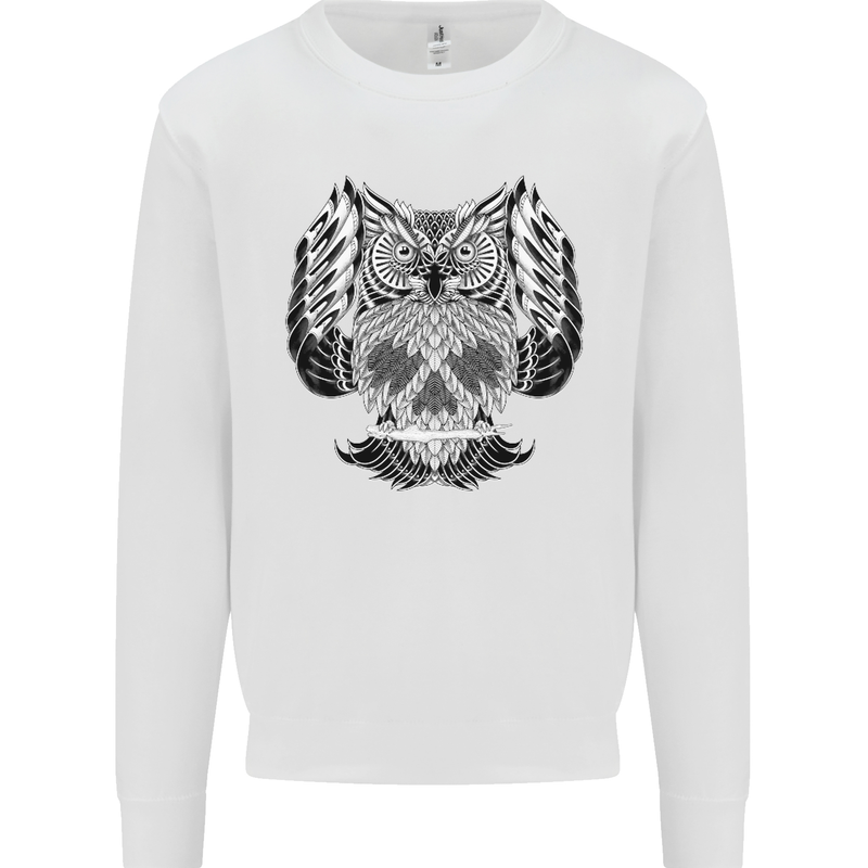 Owl Skull Ornathology Kids Sweatshirt Jumper White