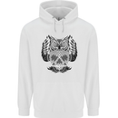 Owl Skull Ornathology Mens 80% Cotton Hoodie White