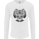 Owl Skull Ornathology Mens Long Sleeve T-Shirt White