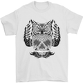 Owl Skull Ornathology Mens T-Shirt Cotton Gildan White