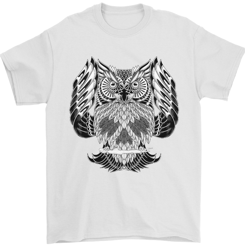 Owl Skull Ornathology Mens T-Shirt Cotton Gildan White