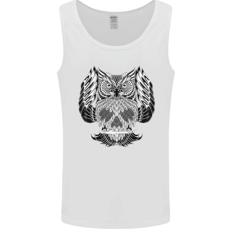 Owl Skull Ornathology Mens Vest Tank Top White