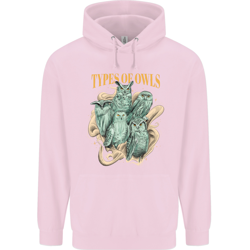 Owls Species Childrens Kids Hoodie Light Pink