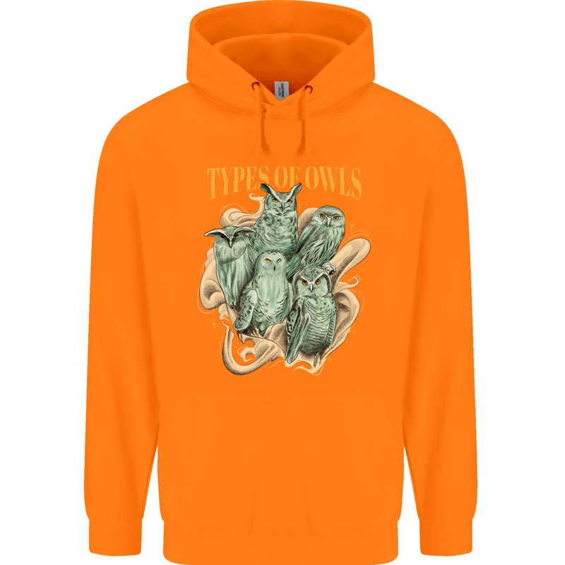 Owls Species Childrens Kids Hoodie Orange